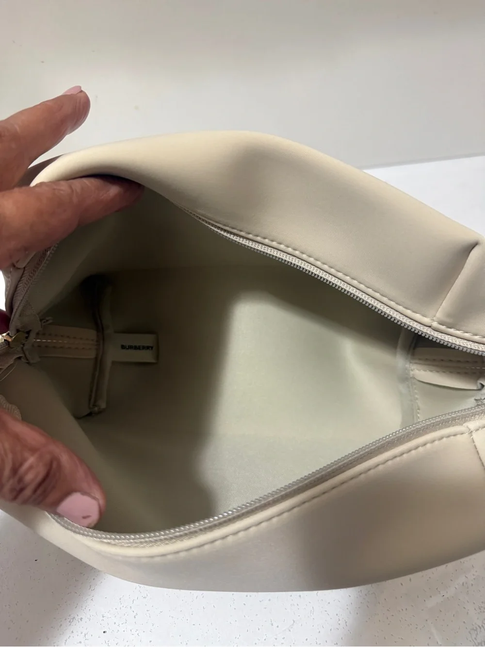Burberry Beige Leather Pouch. This bag was a VIP gift received from shopping